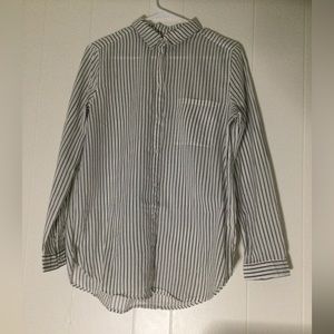 DIVIDED by H&M, White and black vertical striped button-up long-sleeve, USSize 6